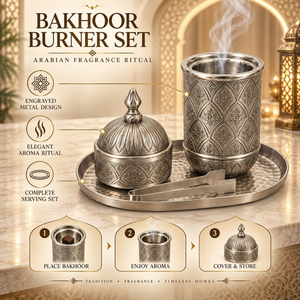 Juego de quemadores de incienso de metal, hierro y acero inoxidable |   Bandeja Porta Incienso Árabe Grabada, Decoración Aromática Islámica para el Hogar y Hoteles, Regalo - Product Image 2