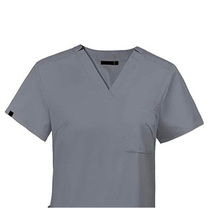 Uniforme Médico Personalizado con Cuello en V, Color Gris, Unisex, Manga Corta, Uniforme de Enfermería, Algodón y Poliéster, Ropa de Trabajo para Hospital - Product Image 5