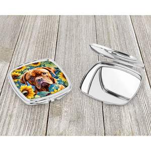 Espejo de maquillaje de viaje compacto con girasoles de Burdeos, espejo decorativo de bolsillo plegable de mano para regalo de mujeres y niñas - Product Image 3