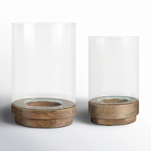 Decorative Antique Style Modern Cylinder Glass Candle Holder with Wooden Base <b>Heat</b> Resistant Home Decoration - Product Image 3