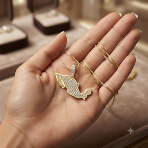Colgante Personalizado con Mapa de México en Oro Sólido de 14K con Diamantes Naturales, Amuletos del Día Nacional, Joyería Hip Hop Premium, Ideas de Regalos - Product Image 4
