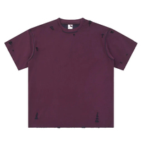 T-shirt Homme Personnalisé Coupe Boxy Vintage Épais Délavé à l'Acide 100% Coton Coupe Slim Court avec Panneaux Cousus Anti-UV Séchage Rapide