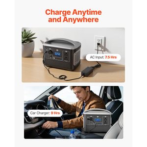 <b>Portable</b> 600W Power Station 493Wh LiFePO4 Solar <b>Generator</b> with 8 Output Ports Home Emergency Backup Battery - Product Image 6