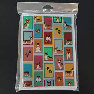 Whimsical A7 Tamaño 5x7 Tarjetas de notas en blanco Paquete de 8 lotes de tarjetas de felicitación Sable Pembroke Corgi con sobres - Product Image 3