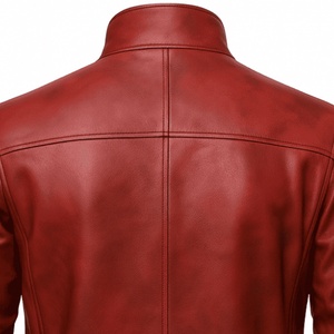 OEM Custom Vintage Winter Dyed Mandarin Collar Zipper Front Mens Red <b>pilot</b> Sporty Leather Bomber <b>Jacket</b> Waterproof Windproof - Product Image 5