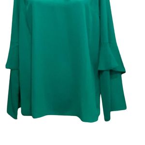 เสื้อเชิ้ตแขนยาวสีเขียวแต่งระบายสำหรับผู้หญิง เสื้อแฟชั่นลำลองทรงหลวมสวยหรู แขนเสื้อเป็นชั้นๆ เหมาะสำหรับใส่ทำงาน - Product Image 6