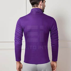 Sous-vêtement à col roulé respirant 100% coton, haut léger pour homme, t-shirt à col roulé décontracté pour tous les jours, OEM - Product Image 4