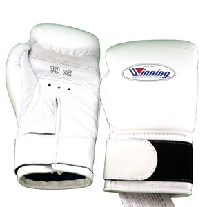 Gants d'entraînement de boxe blancs Winning avec fermeture auto-agrippante, taille, couleur et design personnalisés, entraînement et compétition de boxe professionnels - Product Image 2