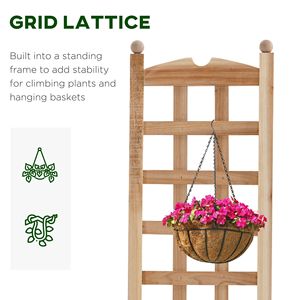 Natural Wooden Raised Flower Bed Trellis for Climbing Plants 11.75x11.5x49.25 Inches Rustic Finish <b>Planter</b> <b>Box</b> Metal <b>Planters</b> - Product Image 5