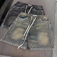 Shorts en jean déchirés pour hommes, personnalisables avec logo, vente en gros, style vintage streetwear, haute qualité