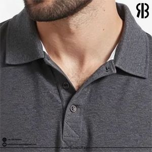 Polo de manga corta para hombre, color gris oscuro, de punto de algodón transpirable, corte regular, con botones, estilo casual, muy vendido. - Product Image 3