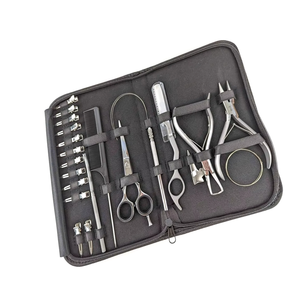 Kit d'outils d'extension de cheveux argentés avec ciseaux de précision, peigne à rats, pince et aiguilles courbées - Product Image 3