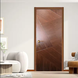 Puertas Interiores de Madera Compuesta WPC Personalizadas, Chapa de Nogal, Impermeables, Anti-Grietas, Modernas, Minimalistas, para Apartamentos, Dormitorios, Hoteles - Product Image 1