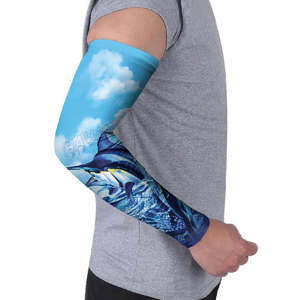 Manguitos unisex de manga larga de seda helada con estampado de peces azules, protección solar UPF50+, cubierta refrescante con transferencia por sublimación para la piel. - Product Image 5