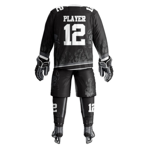Custom Sublimated Ice Hockey Uniform Men's Moisture Wicking Polyester Jersey Pants With <b>Skull</b> Print Elastic Waist Athletic Fit - Product Image 2