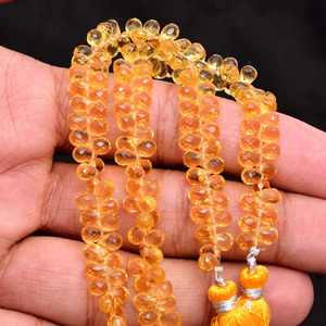 Perles de citrine naturelle facettées en forme de goutte d'eau, 6x4 mm, qualité AAA+, pierres semi-précieuses en quartz, pour la création de bijoux - Product Image 3