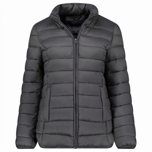 Veste matelassée noire à capuche pour homme, coupe-vent, col montant, fermeture éclair, doublure polaire, rembourrage en polyester, tenue décontractée pour l'hiver - Product Image 3
