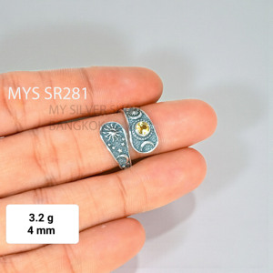 Anillos de Plata de Ley 925 al por Mayor, Joyería con Anillos de Citrino Tallado, Anillo con Gema Facetada - Product Image 1