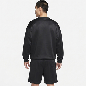 Ensemble sweat-shirt et short pour homme, col rond noir, imprimé personnalisé, épaules tombantes, deux pièces - Product Image 2