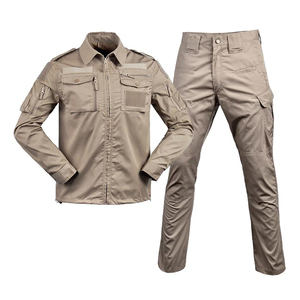Uniforme de Camuflaje para Guardia de Seguridad, Chaqueta Táctica Caqui con Múltiples Bolsillos y Pantalones Cargo, Refuerzo en los Codos, Cierre de Velcro - Product Image 2
