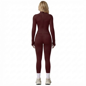 <b>Women</b>’s Gym Activewear Set Long Sleeve Full Zip Top High Waist Stretch <b>Leggings</b> Training Sportswear - Product Image 2