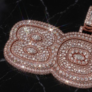 Rose Gold Plated Iced Out Letter <b>Charm</b> Pendant Cubic Zircon Jewelry 925 Sterling <b>Silver</b> Custom Name Pendant - Product Image 3