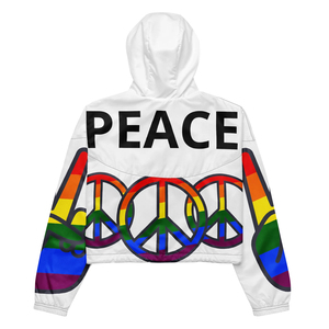 Custom Women Cropped Pullover Windbreaker <b>Jacket</b> Lightweight Quarter Zip <b>White</b> Nylon Rainbow Running Outdoor Women's <b>Jackets</b> - Product Image 5