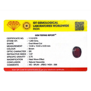 Loose Hessonite Gomed Gemstone 6.3 Carat Oval Cut 15mm Natural Garnet Color for Fine Jewelry - Product Image 4