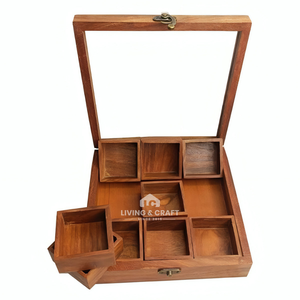 Premium Wooden Food Container with <b>Removable</b> Compartments | Modern Eco-Friendly Kitchen Storage <b>Box</b> for Spice Jewelry Dry Fruits - Product Image 3