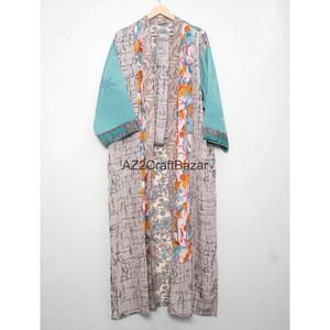Long Luxury Vintage Soft Silk Kimono <b>Robe</b> Bohol Lounge Design Indian Recycled Silk Patchwork Plus Size <b>Beach</b> Cover-Up - Product Image 6