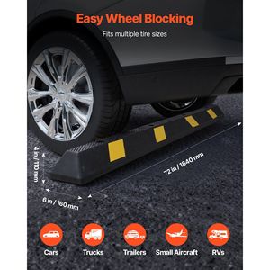 Fermacarro in gomma resistente da 72 pollici con strisce riflettenti per garage e aiuto al parcheggio dei veicoli - Product Image 2