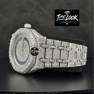 Reloj Mecánico Ice Look con Bisel de Diamantes, Reloj de Pulsera con Esfera Azul, Joyería de Lujo para Regalo - Product Image 2