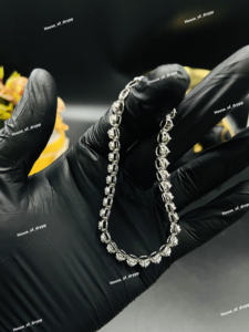 Pulsera de tenis con incrustaciones de moissanita plateada de corte redondo, estilo diamante, joyería de lujo hip hop para hombres y mujeres - Product Image 3