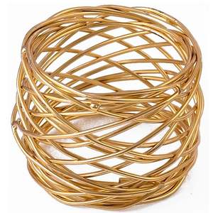 Ensemble de 12 anneaux de serviette en métal doré, cercles en fil tressé, décoration de table - Product Image 1