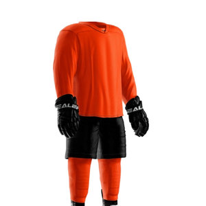 Ensemble de maillot de hockey sur glace orange uni pour garçons, jeunes et seniors, uniforme d'entraînement, logo frontal, pull, vêtements d'équipe, gants, short de protection - Product Image 3