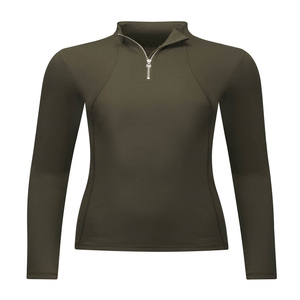 High Quality Professional Women's Half Zipper Cotton Compression <b>Long</b> <b>Sleeve</b> Horse Riding <b>Base</b> <b>Layer</b> Racing Show Shirt Skinny - Product Image 1