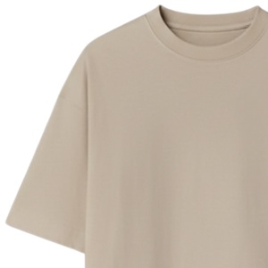 Camiseta Beige Oversize para Hombre, Manga Corta, Cuello Redondo, Algodón, Estilo Casual Urbano, Logotipo Pequeño en el Pecho, Camiseta de Verano - Product Image 3