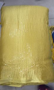 Tela de Seda Verde Menta con Líneas Verticales y Bordado de Lentejuelas Brillantes para Sarees de Diseñador y Prendas Étnicas - Product Image 5