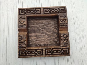 Cendrier de bureau en bois massif écologique au design carré classique, porte-tabac décoratif, plateau à fumer, article cadeau personnalisable avec logo - Product Image 6