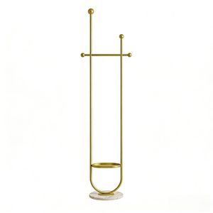 Appendiabiti Autoportante in Metallo Dorato con Base in Marmo, Appendiabiti Multiuso per Camera da Letto e Porta Cappelli - Product Image 3