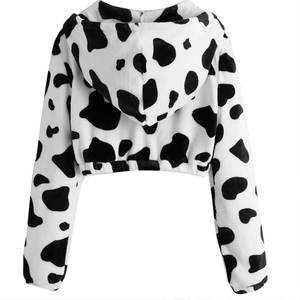 เสื้อครอปท็อปผู้หญิง เสื้อฮู้ดดี้สไตล์เกาหลี แจ็คเก็ตซิป ฮาราจูกุ แขนยาว ลายพิมพ์นม เสื้อสเวตเชิ้ต เสื้อคลุมลายวัว เสื้อยืด - Product Image 2