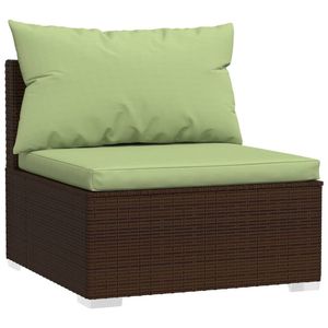 3 pezzi marrone Poly Rattan vimini Patio mobili da giardino divani con cuscini - Product Image 3