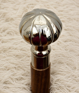 Bastón de Paseo Artesanal de Metal con Perilla Estriada, Elegante Bastón de Caballero con Eje de Madera de Palisandro Pulido Estilo Victoriano, Bastón de Madera Vintage - Product Image 2