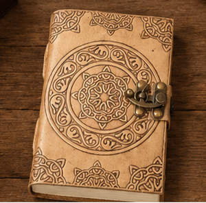 Luxury Vintage Leather Journal Notebook | Personalized Gift Diary Celtic Embossed Leather Notebook with Metal Closure | - Product Image 1