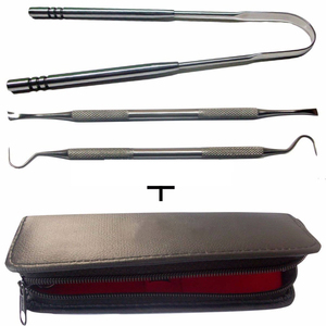 Juego de Higiene Dental de 3 Piezas - Limpiador de Lengua de Grado Médico, Removedor de Placa y Herramienta Restauradora con Estuche con Cierre - Product Image 1