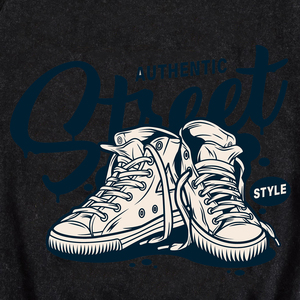 T-shirt graphique vintage oversize décontracté pour homme, imprimé baskets rétro, délavage acide, manches courtes, coupe droite, 100% tricoté à l'avant - Product Image 2