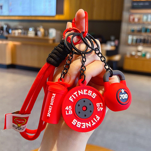 Porte-clés créatif QYS en forme de mini-plateau d'haltères, pendentif sportif, porte-clés de couple, breloque de sac - Product Image 5