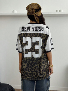 Camiseta Deportiva de Fútbol con Estampado de Leopardo, Estilo Y2K, para Mujer, Talla Grande, con Número Gráfico, Transpirable, Informal, Retro - Product Image 6