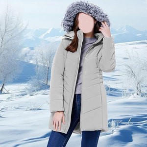 เสื้อโค้ทกันหนาวผู้หญิงแบบยาว อุ่นหนา บุนวมอย่างดี มีสไตล์ สำหรับอากาศหนาว พร้อมฮู้ดขนสัตว์ถอดออกได้ สวมใส่สบาย - Product Image 2
