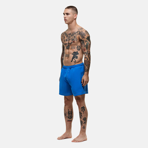 Men's Solid Blue Quick Dry <b>Elastic</b> Waist Shorts Casual Mid Length Woven Polyester Short Shorts - Product Image 6